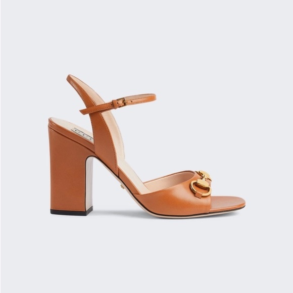 Gucci Horsebit Leather Sandal Harness Brown Heel size 8.5 nwt in box - Picture 1 of 14
